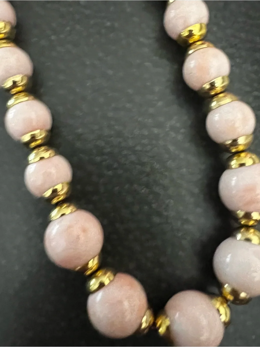 Gold & Pink Beaded Necklace and Bracelet Set 70’s AVON
